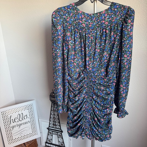 KOKO + MASON Floral Ruched Long Sleeve Mini Dress Sz S - Picture 11 of 11